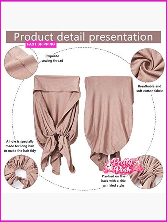 Modal Cotton Pre-Tied Slip-On Head Wrap Scarves Set of 4 main image 4